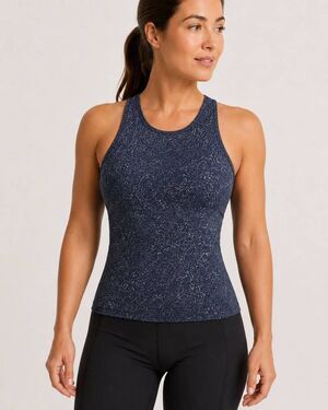 Lululemon Women’s Size 12 Navy Speckled Racerback Workout Tank Top Built-In Bra